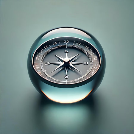 Compass on a blue background. 3D illustration. Vintage style.の素材