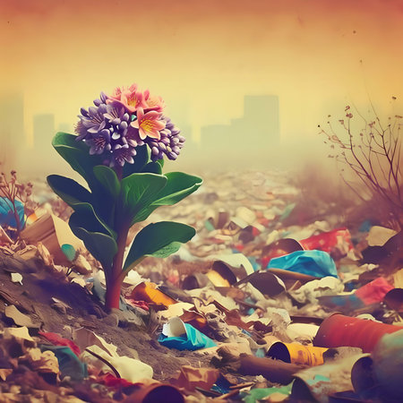 Garbage in the city. Pollution of the environment concept.の素材