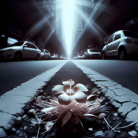 Car driving on the road in the city at night. 3d renderingの素材