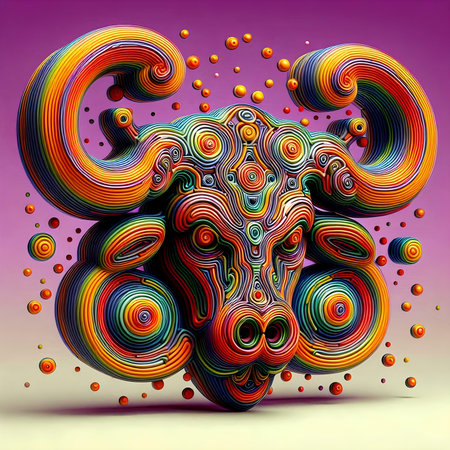 Abstract zodiac sign - Taurus. Colorful vector illustration.の素材