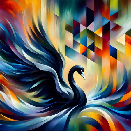 Colorful abstract background with swan. Vector illustration for your designの素材
