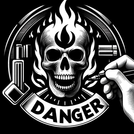 Skull barber with smoking pipe and cigarette. Vector illustration.の素材