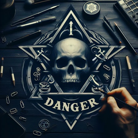 Skull tattoo master. Tattoo studio. Tattoo studio.の素材