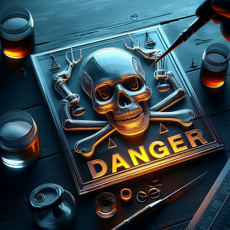 Skull and tools on a black background. 3D illustration.の素材