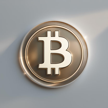 Golden bitcoin coin on the gray background. Vector illustration. Eps 10.の素材