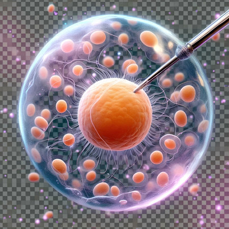 illustration of human egg cell with sperm and egg cell on transparent backgroundの素材