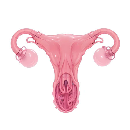 Female reproductive system isolated on white background. 3D rendering. Medical illustration.の素材