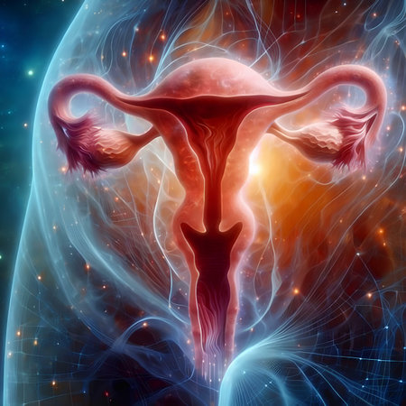 Female reproductive system in space, 3D illustration. Elements of this image furnished by NASAの素材