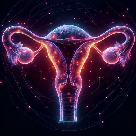 Uterus and ovaries. Vector illustration of human anatomy.の素材