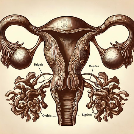 Vintage anatomy of female reproductive system. Hand drawn vector illustration.の素材