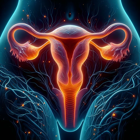 Female reproductive system. 3D medical illustration. Female reproductive system.の素材