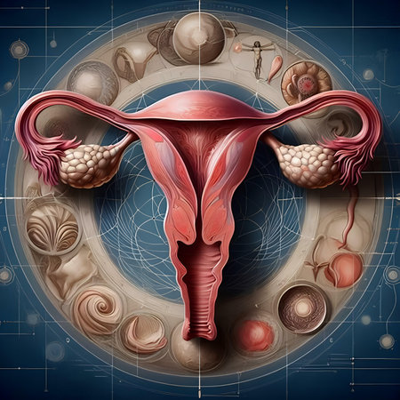 Digital illustration of Female reproductive system in color background high detailの素材