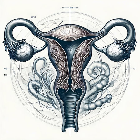 Human anatomy. Uterus, ovaries and uterus. Vector illustration.の素材