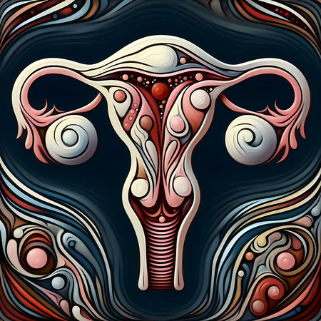 Vector illustration of female reproductive system in the form of an abstract patternの素材