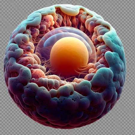 Human egg in the form of a planet. 3d illustration.の素材