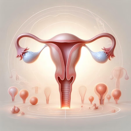 Digital illustration of Female reproductive system in color background Eps 10 vector fileの素材