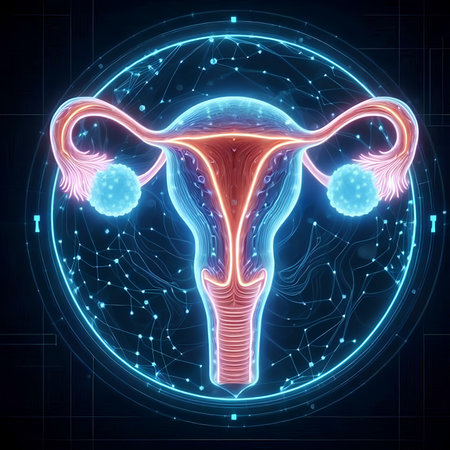 Digital illustration of human reproductive system in neon style. 3d renderingの素材