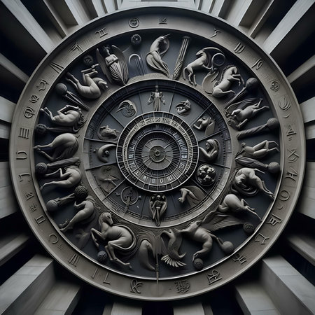 Astronomical clock on the ceiling of the building. 3d renderingの素材