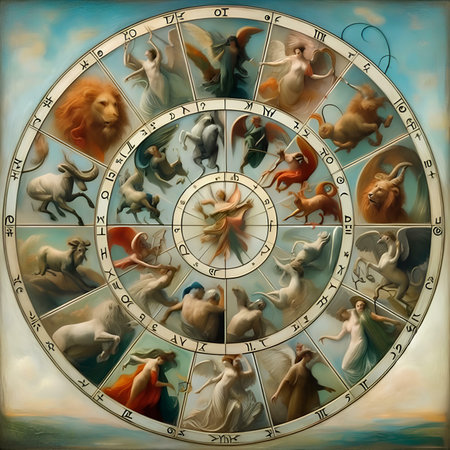 Astronomical clock in the form of a circle with the image of angelsの素材