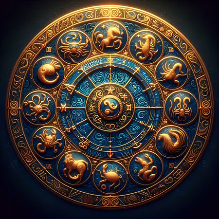 Zodiac signs in the circle. Astrological symbol. 3D renderingの素材