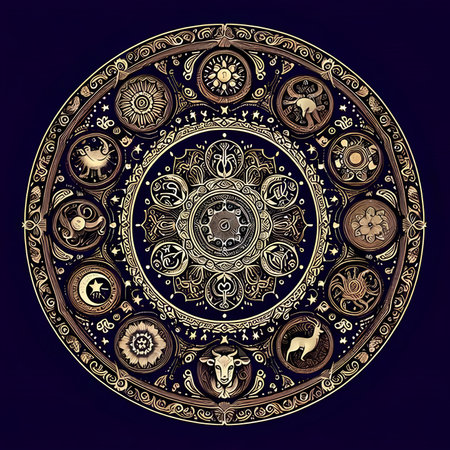 Ornament in the form of a circle with a pattern in the form of a mandalaの素材