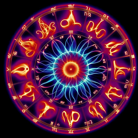 Astrological zodiac signs in circle. Zodiac wheel.の素材