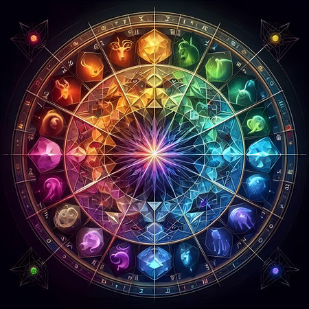 Zodiac circle with astrological symbols. Zodiac sign Virgoの素材