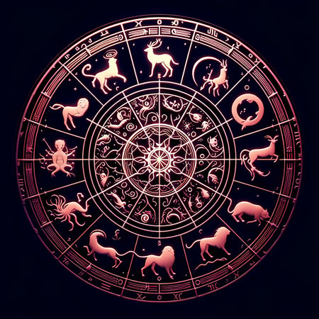 Zodiac circle with horoscope symbols. Zodiac sign.の素材