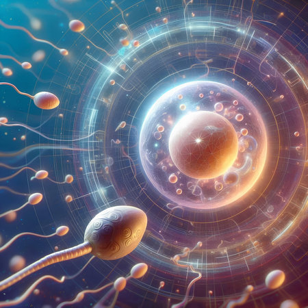 Sperm and egg cell, sperm and egg cell, 3D illustrationの素材