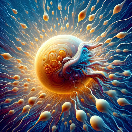 abstract background with the planet and sperm, 3d render illustrationの素材