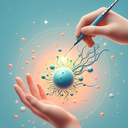 Human hand with syrinx and virus on blue background. 3d illustrationの素材