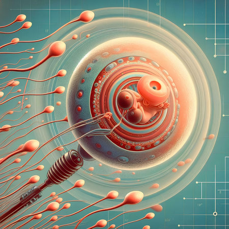 Digital illustration of sperm in color background 3D renderingの素材