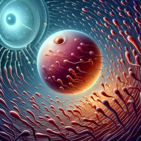 3d illustration of sperm and egg cell, digital artwork for creative graphic designの素材