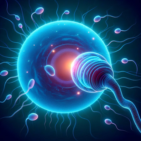 Sperm and egg cells. Spermatozoons. 3D illustrationの素材