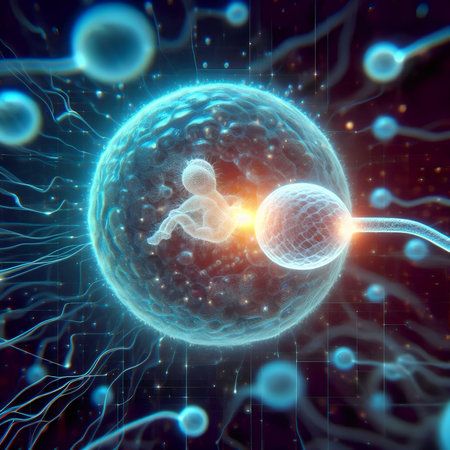 Sperm and egg cells. 3D illustration, 3D CG. High resolution.の素材