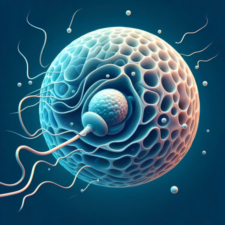 3d illustration of sperm and egg cell, conceptual image of spermatozoonsの素材