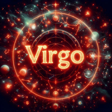 Virgo zodiac sign, horoscope symbol, astrology backgroundの素材