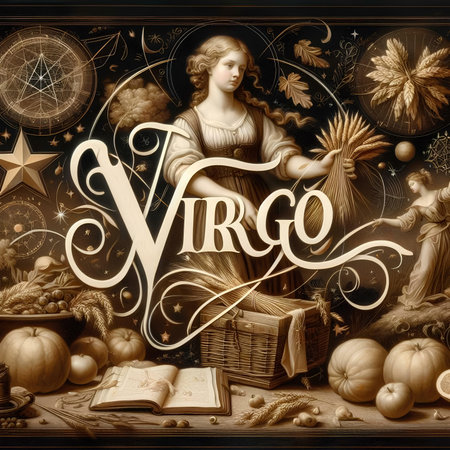 Virgo - the Greek goddess of fertility and prosperity. Vintage style.の素材