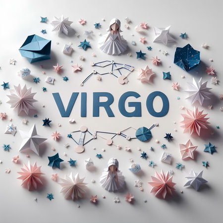 Paper Origami Icons with VIRGIO word on white backgroundの素材