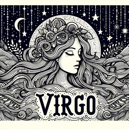 Virgo zodiac sign. Zodiac horoscope. Hand drawn vector illustration.の素材
