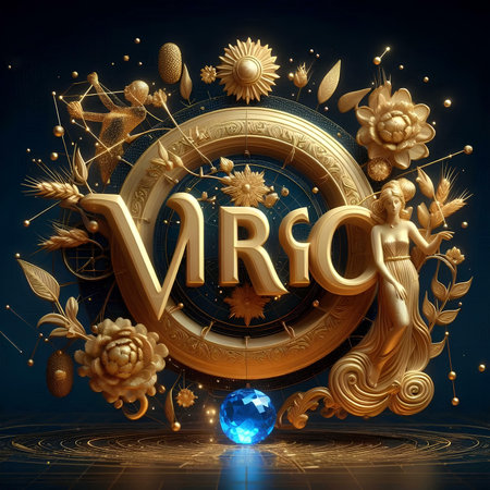 Virgo zodiac sign, 3D illustration. Virgo horoscope symbol.の素材