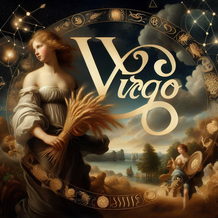 Virgo zodiac sign. Astrological horoscope collection.の素材