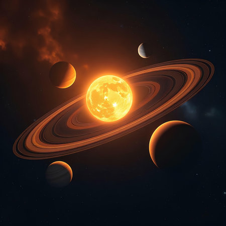 Solar system. Sun and planets in space. Elements of this image furnished by NASAの素材
