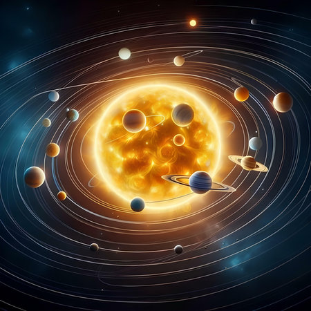 Planets in outer space with solar system, planets and stars, illustrationの素材