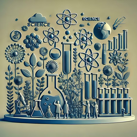 Science concept. Big set of science icons. 3D rendering.の素材