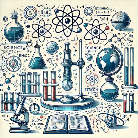 Science and education set. Vector illustration of science and education items.の素材