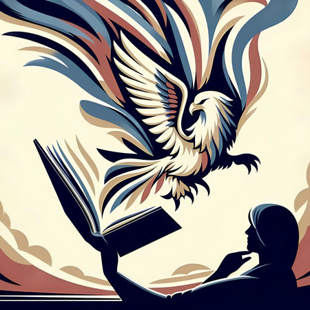 Eagle reading a book. Vector illustration of a man reading a book.の素材