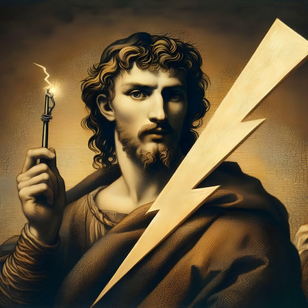 Jesus Christ holding a magic wand and a crown of thorns.の素材