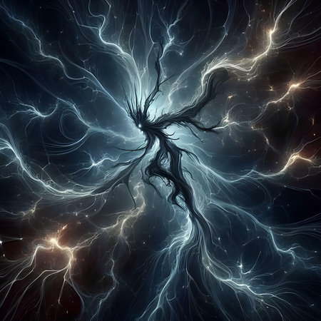 Abstract fractal computer generated composition with various geometrical shapes.の素材