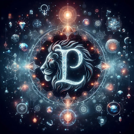 Zodiac sign Leo. Zodiac background. Zodiac constellation.の素材